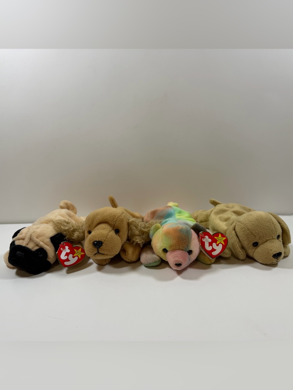 Ty Plush Small Dog Assortment - Tan, Multicolor & Light Brown
